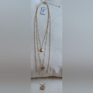 Tommy Bahama Shellman Triple Layer Necklace/Goldtone